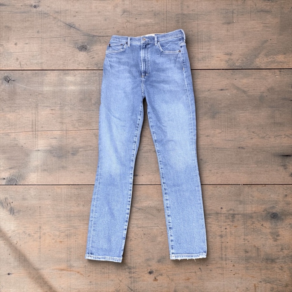 AGOLDE SKINNY ULTRA HIGH RISE LIGHT BLUE WASH PINCH WAIST ZIP FLY JEANS SIZE 28